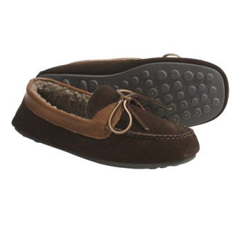 L.B. Evans Dylan Moccasin Slippers - Sherpa-Lined, Suede (For Men) in Chocolate