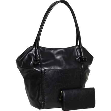 Le Miel 2-in-1 Boho Bucket Tote Bag (For Women) in Black