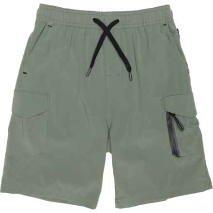 Leg3nd Big Boys Stretch-Woven Cargo Shorts in Olive Black