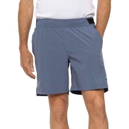 Leg3nd Stretch Woven Shorts with Elastic Trim - 7” in Vintage Blue