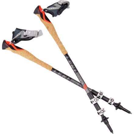 LEKI Cross Trail 3 Carbon Compact Trekking Poles - Pair in Anthracite/Red