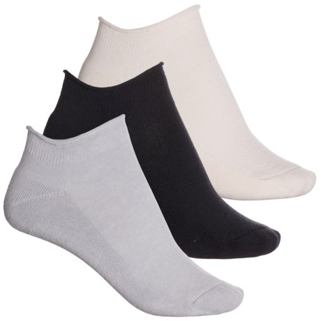 Lemon Half Cushion Terry Cloud Rolltop Low-Cut Socks - 3-Pack, Ankle (For Women) in Medium Grey