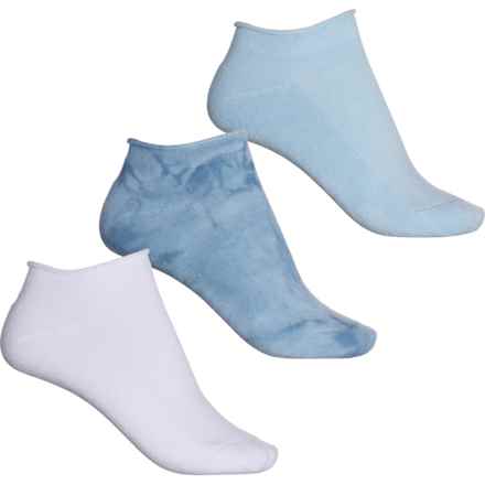 Lemon Half Cushion Terry Cloud Rolltop Low-Cut Socks - 3-Pack, Below the Ankle (For Women) in Blue/Grey