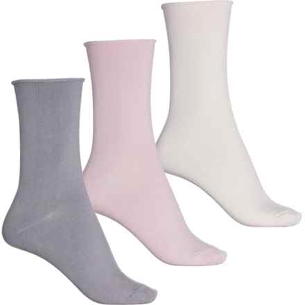 Lemon Recycled Powder Soft Socks - 3-Pack, Crew (For Women) in Pink