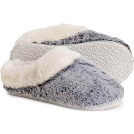 Lemon Tipped Faux-Fur Scuff Slippers (For Women) in Charcoal