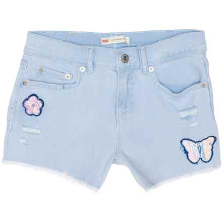Levi's Big Girls Embroidered Denim Shorts in Light Breeze