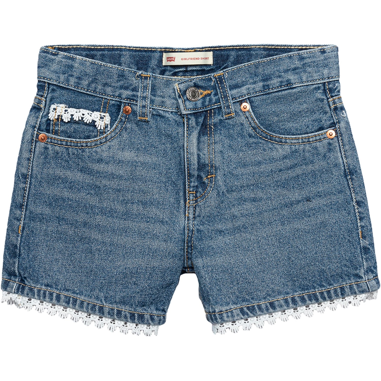 Levis Big Girls Girlfriend Lace and Denim Shorts