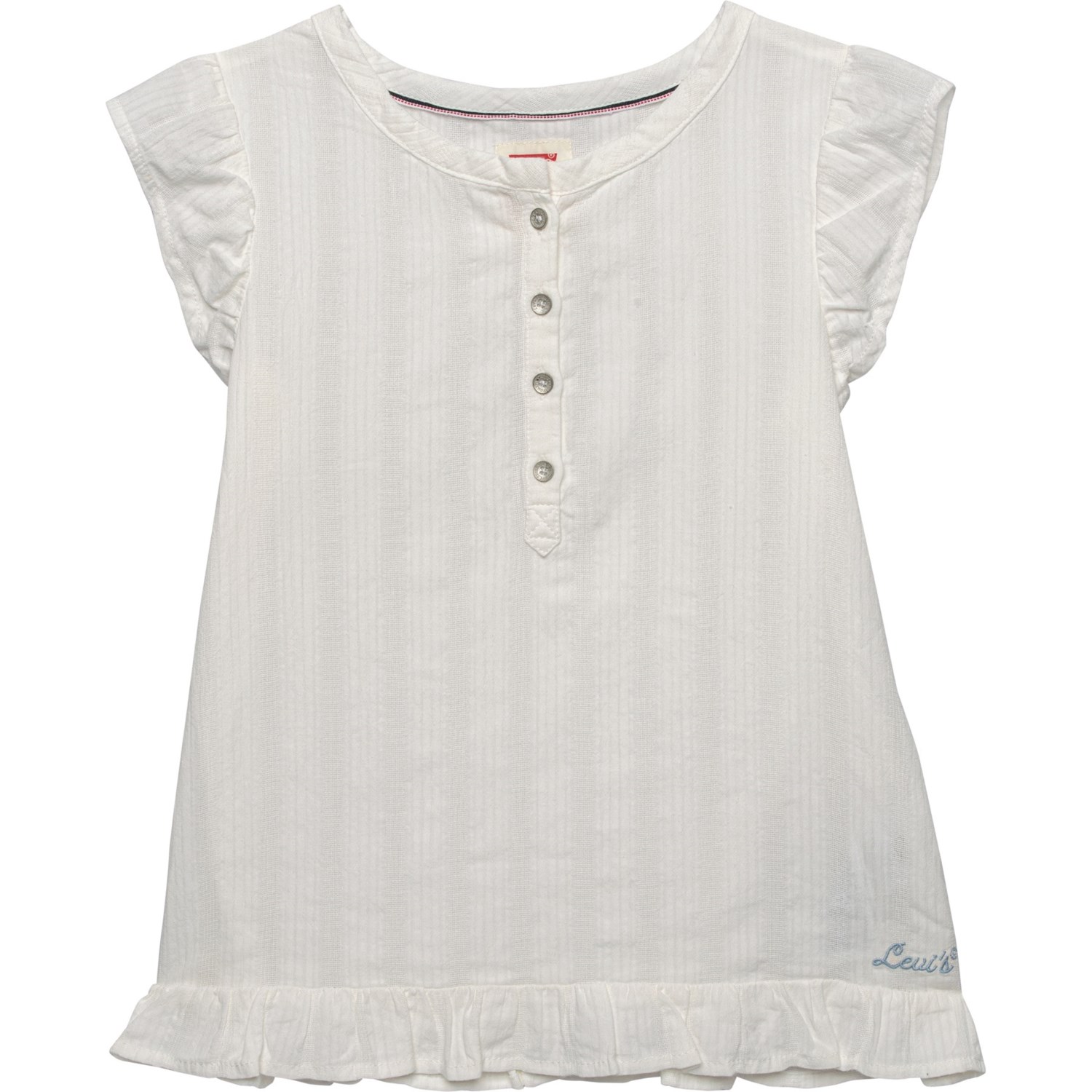 Levis Big Girls Woven Henley Shirt - Short Sleeve