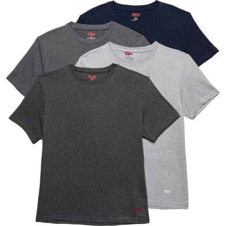 Levi's Cotton Crew Undershirts - 4-Pack, Short Sleeve in Navy/Light Grey/Dark Grey/Black