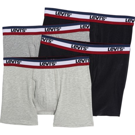 Levi's Cotton Stretch Boxer Briefs - 4-Pack in Black/Grey/Grey