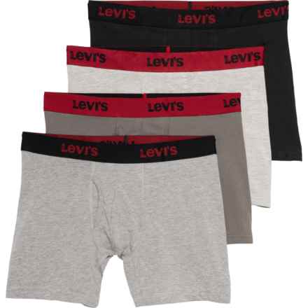 Levi's Cotton-Stretch Boxer Briefs - 4-Pack in Black/Red/Grey