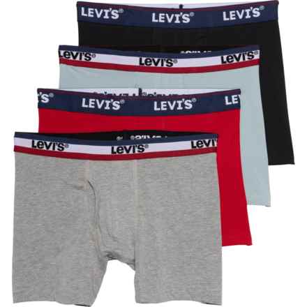 Levi's Cotton-Stretch Boxer Briefs - 4-Pack in Black/Red/Navy/Grey/Black