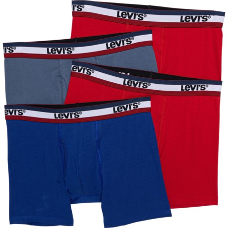 Levi's Cotton Stretch Boxer Briefs - 4-Pack in Red/Blue/Denim