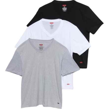 Levi's V-Neck T-Shirt - 3-Pack, Short Sleeve in Black/Grey/White