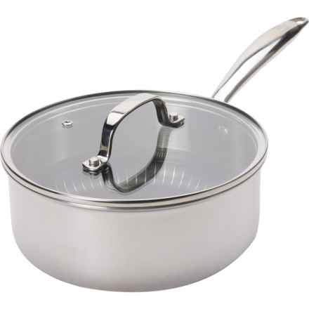 LEXI HOME Tri-ply Diamond Nonstick Sauce Pan with Lid - 2.7 qt. in Silver