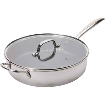 LEXI HOME Tri-ply Diamond Nonstick Saute Pan with Lid - 4.2 qt. in Silver