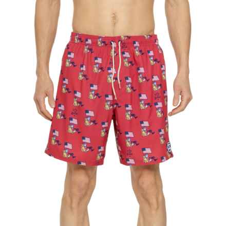 Life is Good® Americana Print Boardshorts - UPF 50+, Built-In Briefs in Faded Red