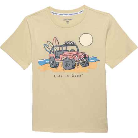 Life is Good® Big Boys Beach Jeep T-Shirt - Short Sleeve in Oatmeal