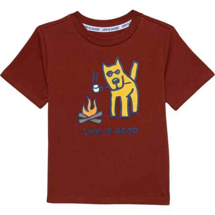 Life is Good® Big Boys Dog Campfire T-Shirt - Short Sleeve in Maroon