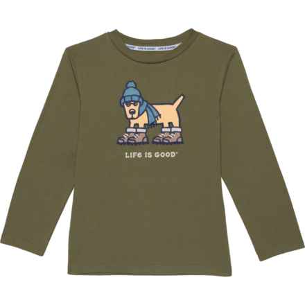 Life is Good® Big Boys Dog Graphic T-Shirt - Long Sleeve in Moss Green