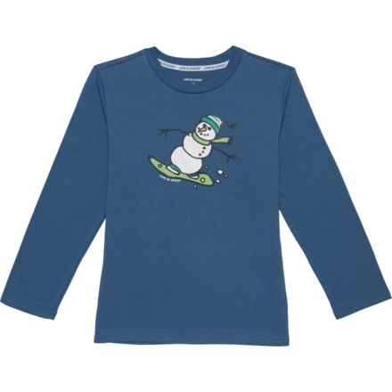 Life is Good® Big Boys Snowman Graphic T-Shirt - Long Sleeve in Vintage Blue