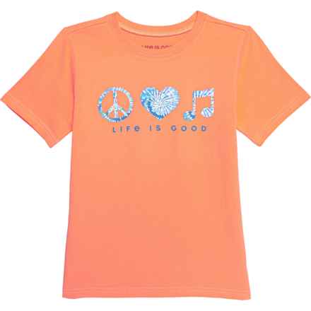 Life is Good® Big Girls Crusher Tie Dye Peace Love T-Shirt - Short Sleeve in Canyon Orange