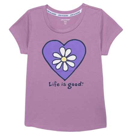 Life is Good® Big Girls Daisy Heart T-Shirt - Short Sleeve in Purple
