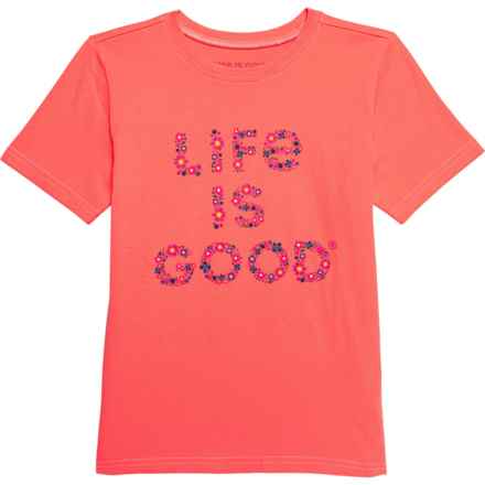 Life is Good® Big Girls Floral Stack Crusher T-Shirt - Short Sleeve in Mango Orange