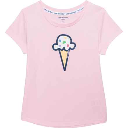 LIFE IS GOOD Big Girls Ice Cream T-Shirt - Short Sleeve in Pink