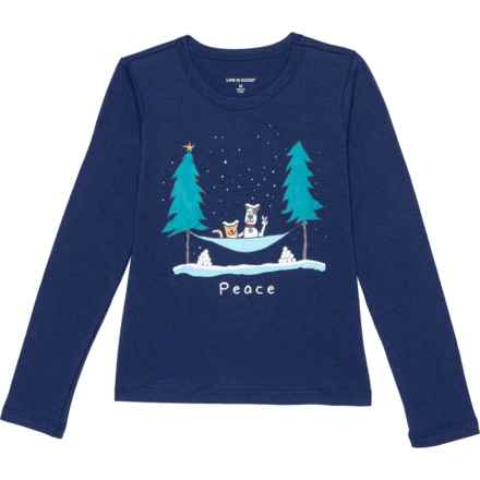 Life is Good® Big Girls Peace Graphic T-Shirt - Long Sleeve in Darkest Blue