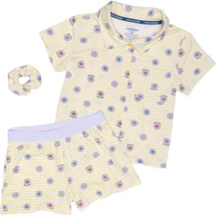 Life is Good® Big Girls Printed Shorts Pajamas - Short Sleeve in Sandy Yellow
