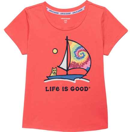 Life is Good® Big Girls Sailboat T-Shirt - Short Sleeve in Red