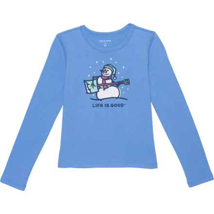 Life is Good® Big Girls Snowman Graphic T-Shirt - Long Sleeve in Beach Blue