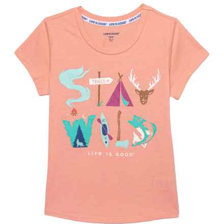 Life is Good® Big Girls Stay Wild T-Shirt - Short Sleeve in Pink
