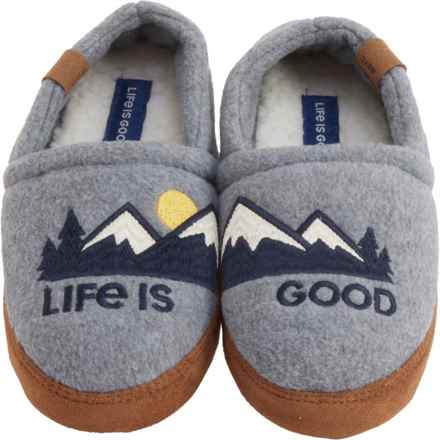 Life is good® Boys and Girls Embroidered Mountains Fleece A-Line Slippers in Grey/Multi