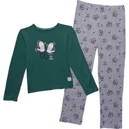 Life is Good® Boys and Girls Mittens Pajamas Mommy and Me Set - Long Sleeve in Green/Gray