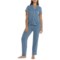 Life is Good® Brushed Jersey Notch Collar Pajamas - Short Sleeve in Blue