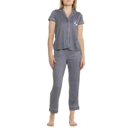 Life is Good® Butterfly Pocket Notch Collar Pajamas  - Short Sleeve in Gray