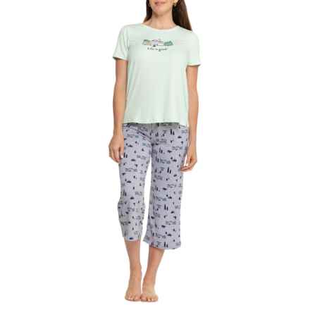 Life is Good® Camping T-Shirt and Pants Lounge Set - Short Sleeve in Green Multi