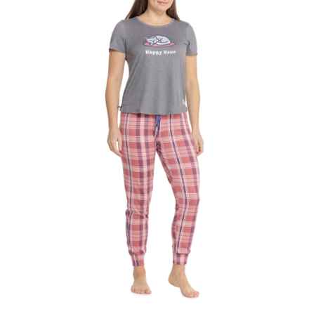 Life is Good® Cat Nap Happy Hour Pajamas - Short Sleeve in Grey/Red