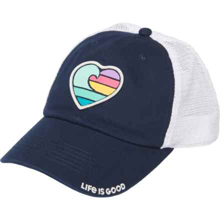Life is Good® Clean Wave Heart Trucker Hat in Darkest Blue