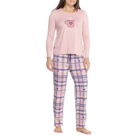 Life is Good® Coffee Mug Plaid Pajamas - Long Sleeve in Pink