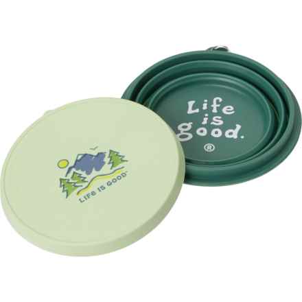 Life is Good® Collapsible Travel Pet Bowl with Lid - 34 oz. in Green Mountains