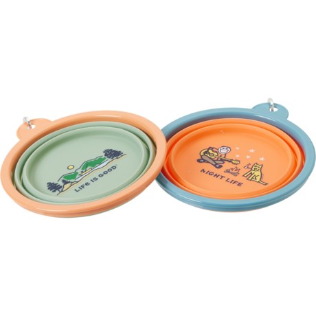 Life is Good® Collapsible Travel Pet Bowls - 2-Pack, 34 oz. in Campfire/Mountains