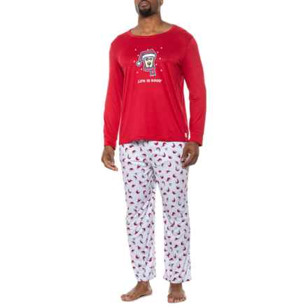 Life is Good® Dad Rocket with Santa Hat Pajamas - Long Sleeve in Red