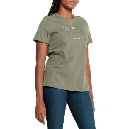 Life is Good® Detailed Wildflowers T-Shirt - Short Sleeve in Moss Green - Closeouts