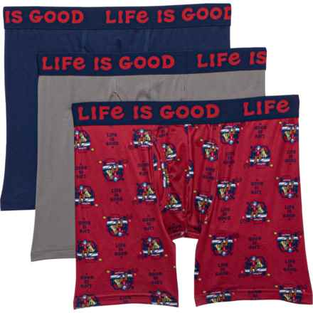 Life is good® Dog Boxer Briefs - 3-Pack in Medieval Blue/Deep Claret Print/Mockingbird