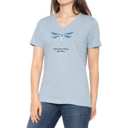 Life is Good® Dragonfly V-Neck T-Shirt - Short Sleeve in Faded Blue