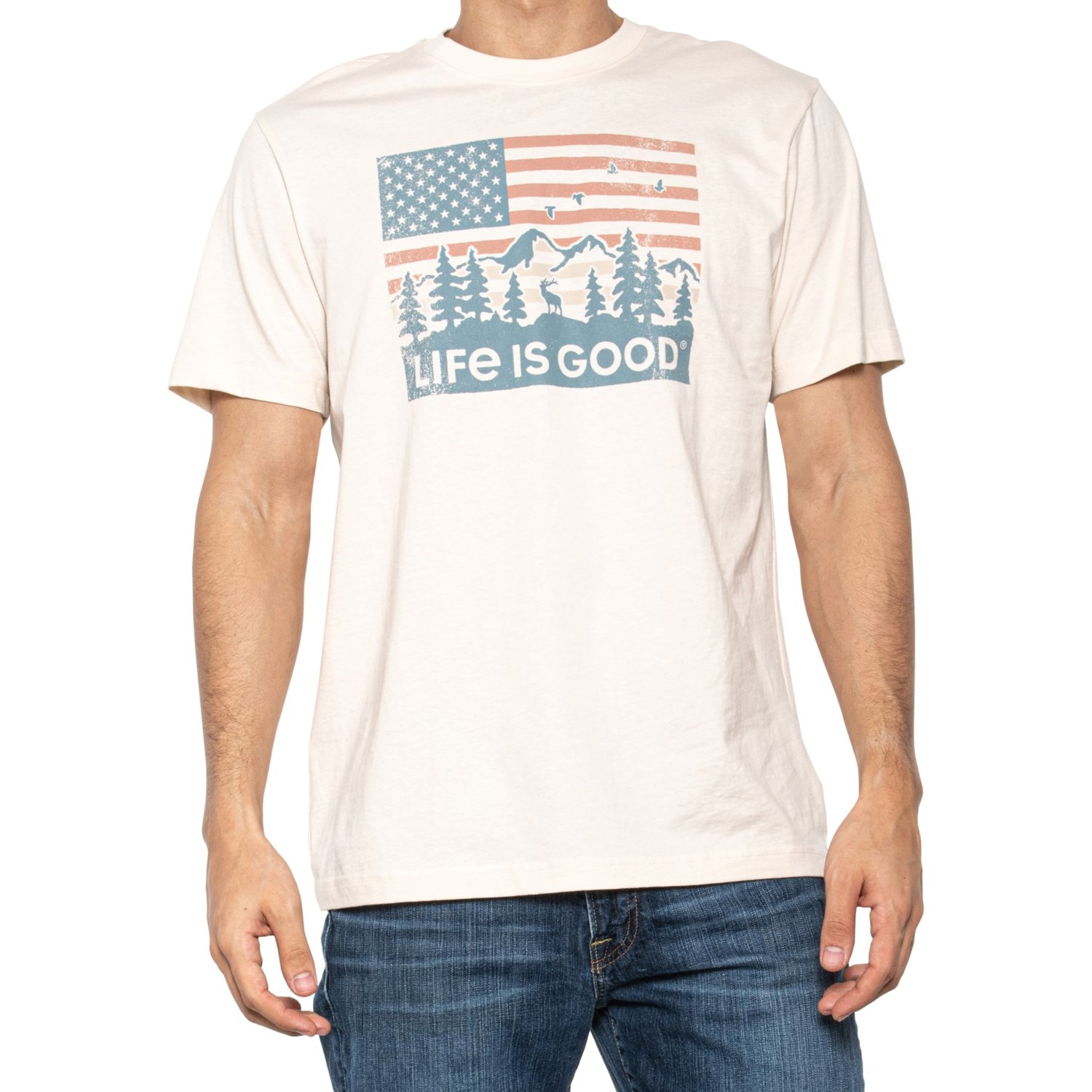 humor Ik zie je morgen achterlijk persoon Life is good® Flag Mountain Scene Classic T-Shirt (For Men) - Save 37%