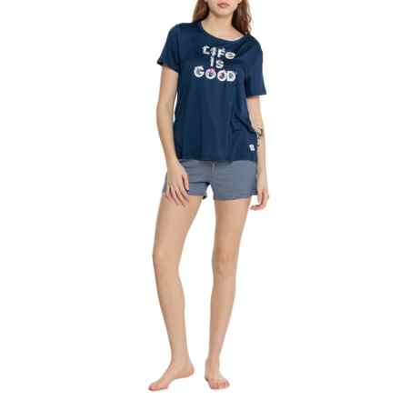 Life is Good® Floral Life is Good T-Shirt and Shorts Lounge Set - Short Sleeve in Blue Multi